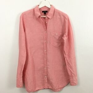 J. Crew Women’s Linen Blend Button Down Long Sleeve Top Size 10